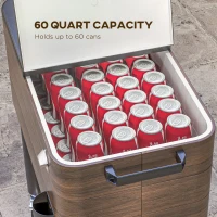 Outsunny 60 Quart Outdoor Cooler Cart, Rolling Ice Chest with Bottom Shelf and Bottle Opener for Backyard, Deck, Poolside Party(m-5)