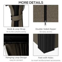 Outsunny 10' x 10' Hardtop Gazebo, Pavilion Gazebo with Curtains, Nettings, Aluminum Frame, Hooks, for Garden, Patio, Dark Brown(m-7)