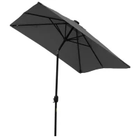 Outsunny 6' x 10' Patio Umbrella with 22 LED Solar Lights and Tilt, Rectangular Outdoor Table Umbrella with Crank, Dark Grey(m-2)
