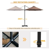 Outsunny 9.5'x8.5' Cantilever Umbrella with Solar Powered LED Lights, Rectangle Hanging Offset Umbrella with 360°Rotation(m-7)