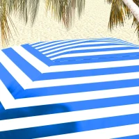 Outsunny 5.8' x 5.8' Cabana Umbrella with Walls, Vents, Ruffles, Carry Bag, Beach Umbrella, Blue White Stripe(m-9)