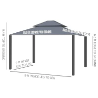 Outsunny 10' x 10' Hardtop Gazebo, Pavilion Gazebo with Curtains, Nettings, Aluminum Frame, Hooks, for Garden, Patio, Dark Brown(m-3)