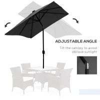 Outsunny 6' x 10' Patio Umbrella with 22 LED Solar Lights and Tilt, Rectangular Outdoor Table Umbrella with Crank, Dark Grey(m-5)