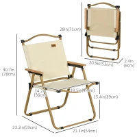 Outsunny Set of 2 Camping Chair, Lightweight Folding Chair, Portable Armchairs, Excellent for Festivals, Fishing, Beach and Hiking, Beige(m-3)