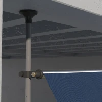 Outsunny 11.5' x 4' Manual Retractable Awning, Non-Screw Freestanding Patio Awning, UV Resistant, for Window or Door, Blue(m-10)