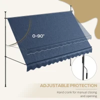 Outsunny 11.5' x 4' Manual Retractable Awning, Non-Screw Freestanding Patio Awning, UV Resistant, for Window or Door, Blue(m-5)