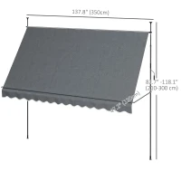 Outsunny 11.5' x 4' Manual Retractable Awning, Non-Screw Freestanding Patio Awning, UV Resistant, for Window or Door, Dark Grey(m-3)