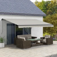 Outsunny 15' x 10' Retractable Awning, 280gsm UV Resistant Sunshade Shelter, for Deck, Balcony, Yard, Light Grey(m-1)