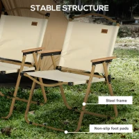 Outsunny Set of 2 Camping Chair, Lightweight Folding Chair, Portable Armchairs, Excellent for Festivals, Fishing, Beach and Hiking, Beige(m-7)