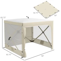 Outsunny 7' x 8' Pop Up Canopy Tent, Camping Tent Sun Shade Shelter with Curtains, Nettings and Carrying Bag, UV-Resistant(m-3)