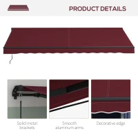 Outsunny 15' x 10' Retractable Awning, 280gsm UV Resistant Sunshade Shelter, for Deck, Balcony, Yard, Wine Red(m-9)