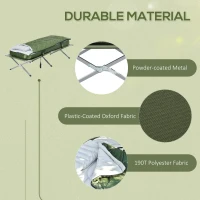 Outsunny Camping Cot Set, Portable Outdoor Folding Bed with Mattress, Sleeping Bag, Pillow, for Travel, Beach, Comfort(m-6)