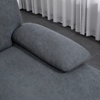 HOMCOM U Shape Couch with Double Chaise Lounge, Modern 4 Seater Sofa with Wooden Legs, Fabric Sofa for Living Room, Dark Grey(m-9)