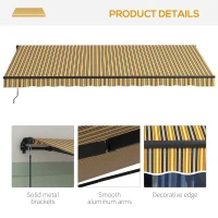 Outsunny 15' x 10' Retractable Awning, 280gsm UV Resistant Sunshade Shelter, for Deck, Balcony, Yard, Amber and Dark Grey(m-9)