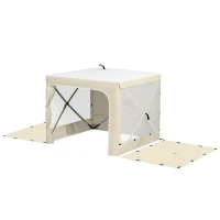 Outsunny 7' x 8' Pop Up Canopy Tent, Camping Tent Sun Shade Shelter with Curtains, Nettings and Carrying Bag, UV-Resistant(m-1)