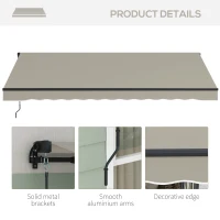 Outsunny 13' x 10' Retractable Awning, 280gsm UV Resistant Sunshade Shelter, for Deck, Balcony, Yard, Light Grey(m-9)