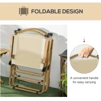 Outsunny Set of 2 Camping Chair, Lightweight Folding Chair, Portable Armchairs, Excellent for Festivals, Fishing, Beach and Hiking, Beige(m-5)