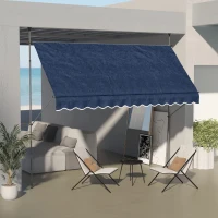 Outsunny 11.5' x 4' Manual Retractable Awning, Non-Screw Freestanding Patio Awning, UV Resistant, for Window or Door, Blue(m-1)