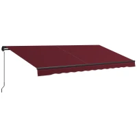 Outsunny 15' x 10' Retractable Awning, 280gsm UV Resistant Sunshade Shelter, for Deck, Balcony, Yard, Wine Red(m-2)