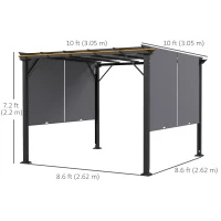 Outsunny 10' x 10' Retractable Pergola Canopy for Backyard, Grey(m-3)
