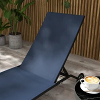 Outsunny 2 Piece Outdoor Chaise Lounge Chairs with Wheels, 5 Level Adjustable Backrest for Patio, Beach, Yard, Pool, Dark Blue(m-8)