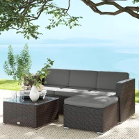 Outsunny Patio Furniture w/ Soft Cushions, Corner Sofa Sets, Grey(m-1)
