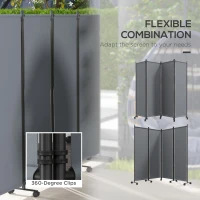 Outsunny Folding Room Divider with Castor Wheels, Rolling Privacy Screen for Patio Backyard Pool Hot Tub, 5.6ft Tall(m-6)