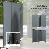 Outsunny Folding Room Divider with Castor Wheels, Rolling Privacy Screen for Patio Backyard Pool Hot Tub, 6ft Tall(m-6)