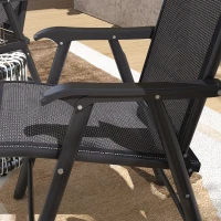 Outsunny 2-Piece Folding Chair Set for Relaxing on Patio Balcony Garden, Comfortable Outdoor Furniture with Armrests, Dark Grey(m-9)