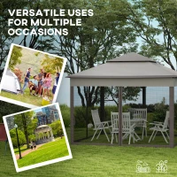 Outsunny 11' x 11' Pop Up Canopy 2-Tier Soft Top Shelter Event Tent w/ Netting Carry Bag for Patio Backyard Garden, Grey(m-4)