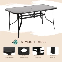 Outsunny 8 Pieces Patio Furniture Set with 9Ft Patio Umbrella, Outdoor Dining Table and Chairs, Black(m-4)