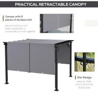 Outsunny 10' x 10' Retractable Pergola Canopy for Backyard, Grey(m-5)