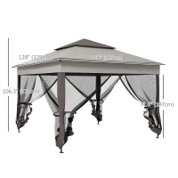 Outsunny 11' x 11' Pop Up Canopy 2-Tier Soft Top Shelter Event Tent w/ Netting Carry Bag for Patio Backyard Garden, Grey(m-3)
