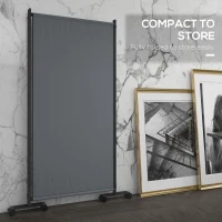 Outsunny Folding Room Divider with Castor Wheels, Rolling Privacy Screen for Patio Backyard Pool Hot Tub, 6ft Tall(m-7)