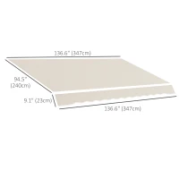 Outsunny 11' x 8' Outdoor Sunshade Canopy Awning Cover, Retractable Awning Fabric Replacement, UV Protection, Cream White(m-3)