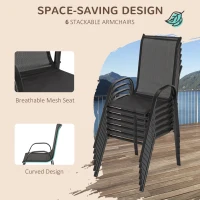 Outsunny 8 Pieces Patio Furniture Set with 9Ft Patio Umbrella, Outdoor Dining Table and Chairs, Black(m-6)