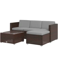 Outsunny Patio Furniture w/ Soft Cushions, Corner Sofa Sets, Grey(m-2)