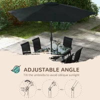 Outsunny 8 Pieces Patio Furniture Set with 9Ft Patio Umbrella, Outdoor Dining Table and Chairs, Black(m-5)