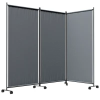 Outsunny Folding Room Divider with Castor Wheels, Rolling Privacy Screen for Patio Backyard Pool Hot Tub, 6ft Tall(m-2)