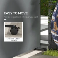 Outsunny Folding Room Divider with Castor Wheels, Rolling Privacy Screen for Patio Backyard Pool Hot Tub, 6ft Tall(m-5)