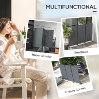 Outsunny Folding Room Divider with Castor Wheels, Rolling Privacy Screen for Patio Backyard Pool Hot Tub, 6ft Tall(m-4)