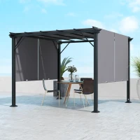 Outsunny 10' x 10' Retractable Pergola Canopy for Backyard, Grey(m-1)