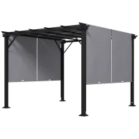 Outsunny 10' x 10' Retractable Pergola Canopy for Backyard, Grey(m-2)