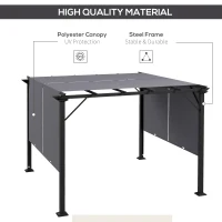 Outsunny 10' x 10' Retractable Pergola Canopy for Backyard, Grey(m-4)