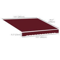 Outsunny 9' x 8' Outdoor Sunshade Canopy Awning Cover, Retractable Awning Fabric Replacement, UV Protection, Wine Red(m-3)