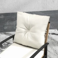 Outsunny 3 Pieces Bistro Set, Patio Wicker Furniture Set with Button Tufted Cushions, Rattan Rocking Chairs, Coffee Table, White(m-9)