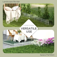 Outsunny Metal Decorative Garden Fence, 9.2' x 17.25" 5 Steel Panels, Decorative Border for Landscape, Flower Bed, Animals, White(m-7)