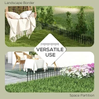 Outsunny Metal Decorative Garden Fence, 9.2' x 17.25" 5 Steel Panels, Decorative Border for Landscape, Flower Bed, Animals, Black(m-7)