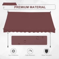 Outsunny 10x5ft Patio Sun Shade Canopy Manual Retractable Awning with 5.6-9.2ft Support Pole for Window, Door, Porch, Wine Red(m-4)