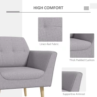 HOMCOM Upholstered Armchair, Modern Accent Chair with Tufted Pattern, Rubber Wood Legs for Living Room, Bedroom, Grey(m-5)